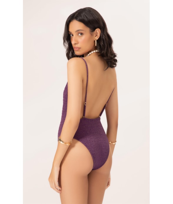 Maiô Regata Asa Delta Crepe Shine Roxo