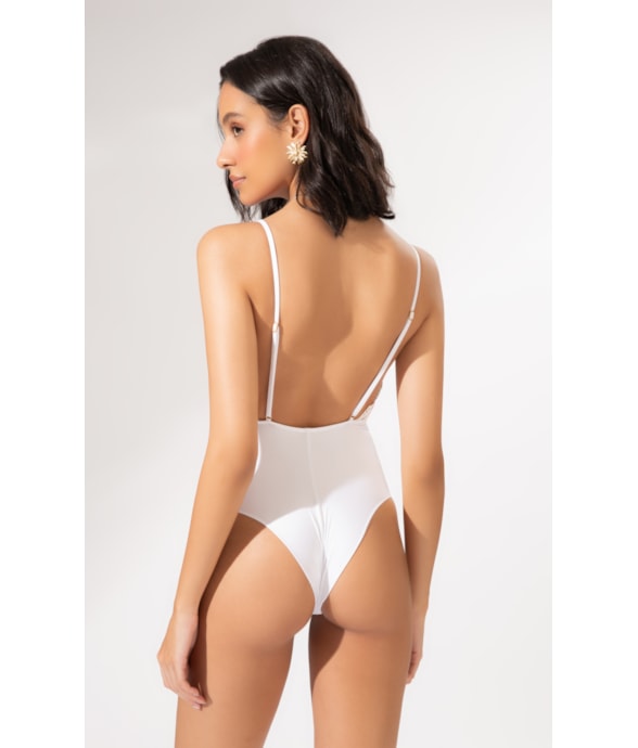 Maiô Regata Miracle Up Guipure Branco