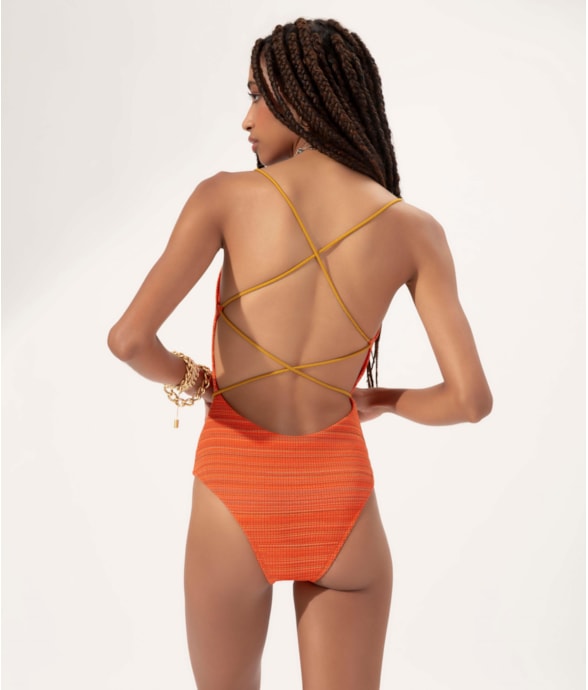 Maiô Regata Texture Laranja