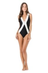 Maiô Triangulo Recorte Liso Preto