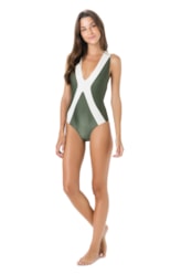 Maiô Triangulo Recorte Liso Verde Militar