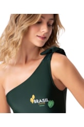 Maiô Um Ombro Só Adão Copa Verde Escuro