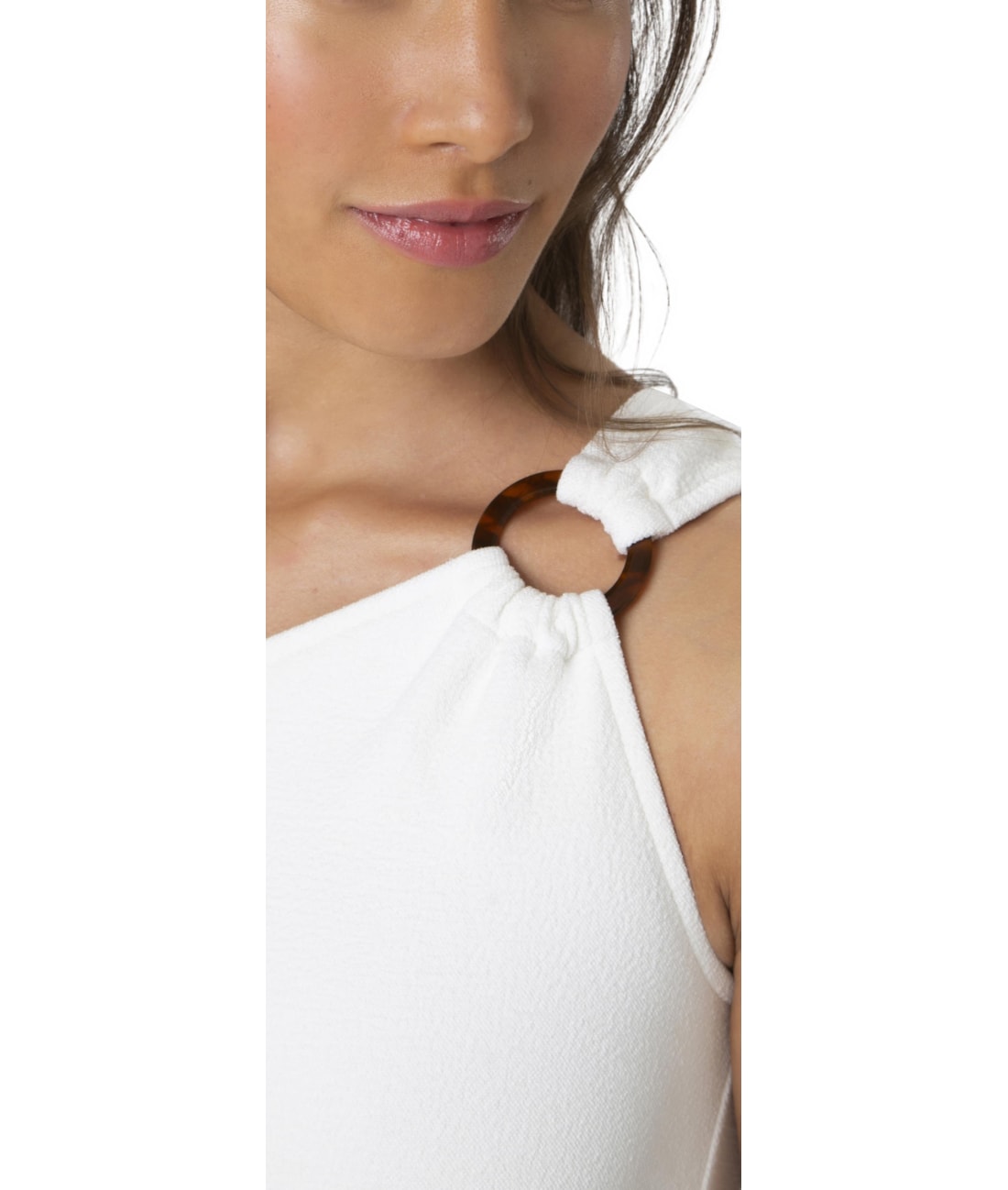 Maiô Um Ombro Só Boucle Off White