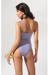 Maiô Um Ombro Só Draping Lilas