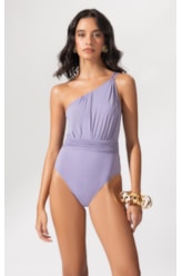 Maiô Um Ombro Só Draping Lilas