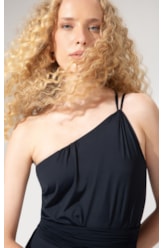 Maiô Um Ombro Só Draping Preto
