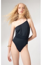 Maiô Um Ombro Só Draping Preto