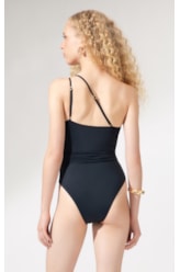 Maiô Um Ombro Só Draping Preto
