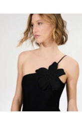 Maiô Um Ombro Só Liso Blossom Preto