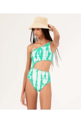 Maiô Um Ombro Só Tie Dye Verde Jade