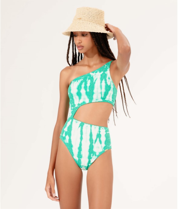 Maiô Um Ombro Só Tie Dye Verde Jade