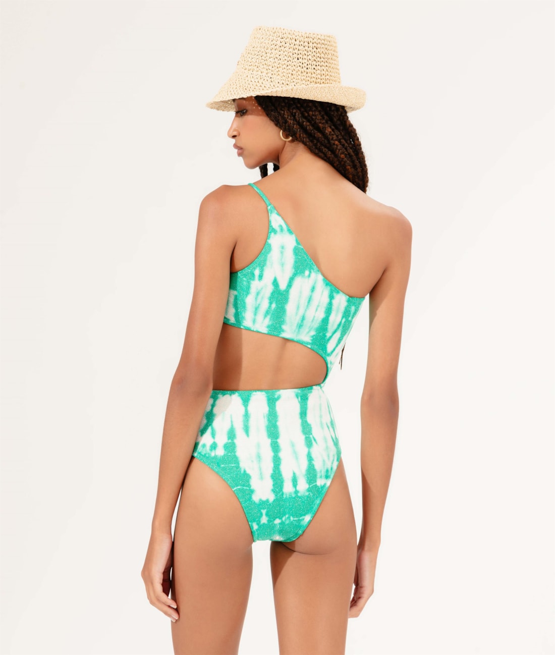 Maiô Um Ombro Só Tie Dye Verde Jade