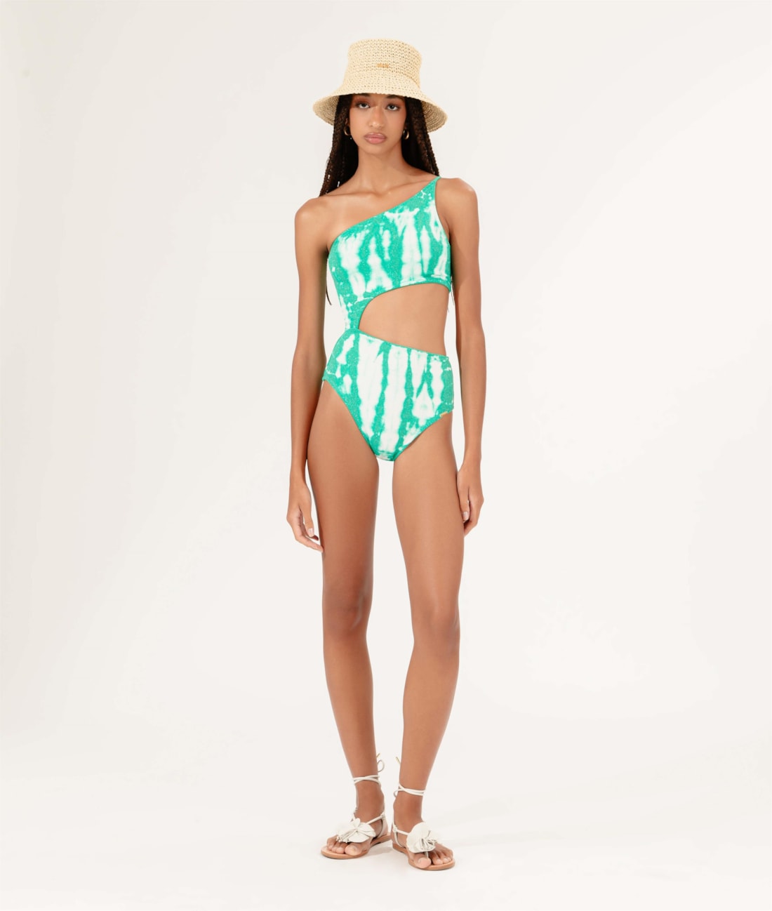 Maiô Um Ombro Só Tie Dye Verde Jade