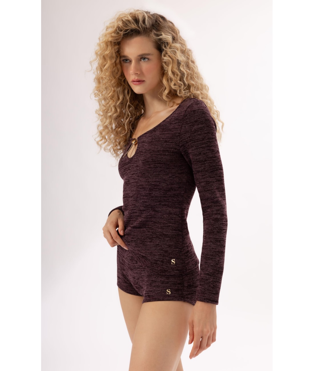 Mini Shorts Rib Alpine Vinho