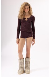 Mini Shorts Rib Alpine Vinho