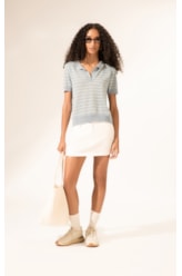 Polo Tricot  Listrado Sparkle Azul Claro