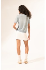Polo Tricot  Listrado Sparkle Azul Claro