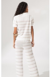 Polo Tricot Stripes Areia