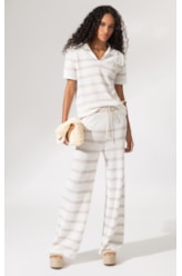 Polo Tricot Stripes Areia