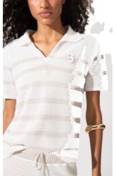 Polo Tricot Stripes Areia