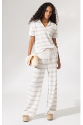Polo Tricot Stripes Areia