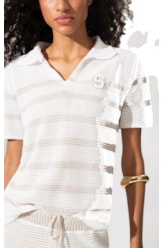 Polo Tricot Stripes Areia