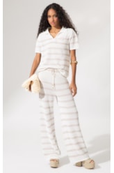 Polo Tricot Stripes Areia