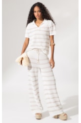 Polo Tricot Stripes Areia