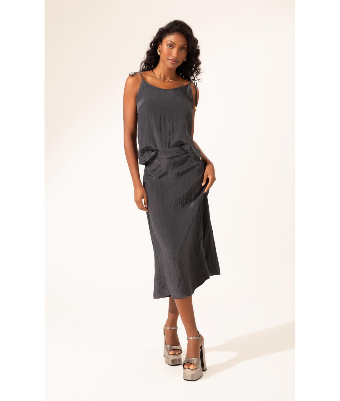 Regata Alcinha Satin Waves Preto