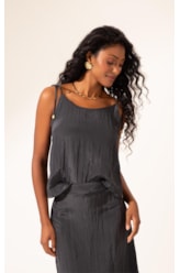 Regata Alcinha Satin Waves Preto