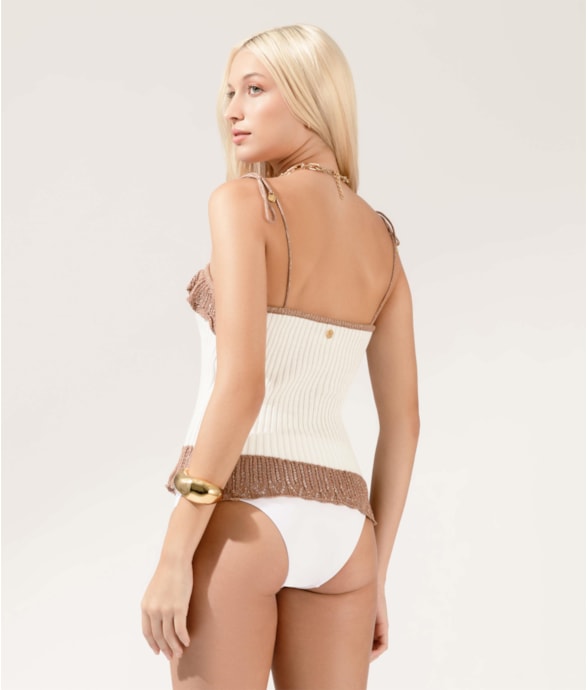 Regata Babado Tricot Lurex Bronze