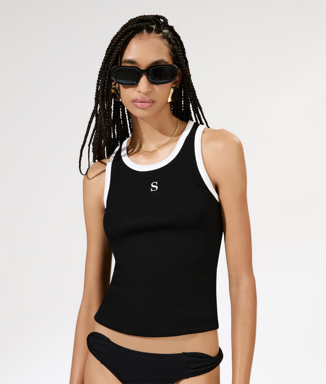 Regata Rib Bicolor Preto