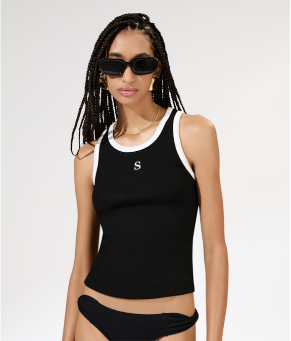 Regata Rib Bicolor Preto