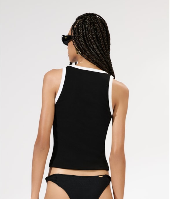 Regata Rib Bicolor Preto