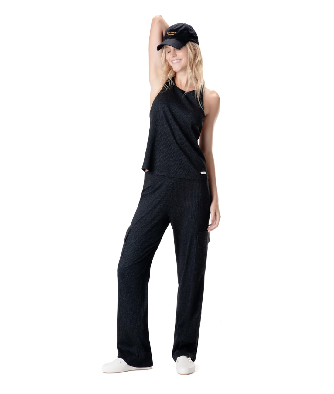 Regata Visco Crepe Preto Mescla