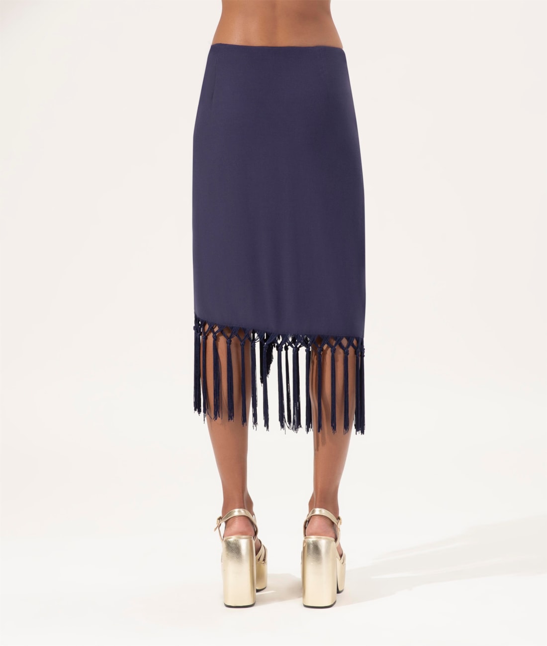 Saia Amour Franjas Dark Navy