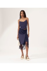 Saia Amour Franjas Dark Navy