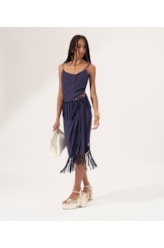 Saia Amour Franjas Dark Navy