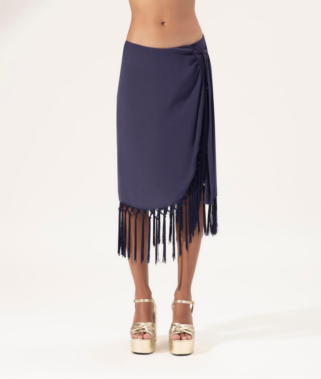 Saia Amour Franjas Dark Navy