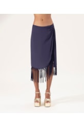 Saia Amour Franjas Dark Navy