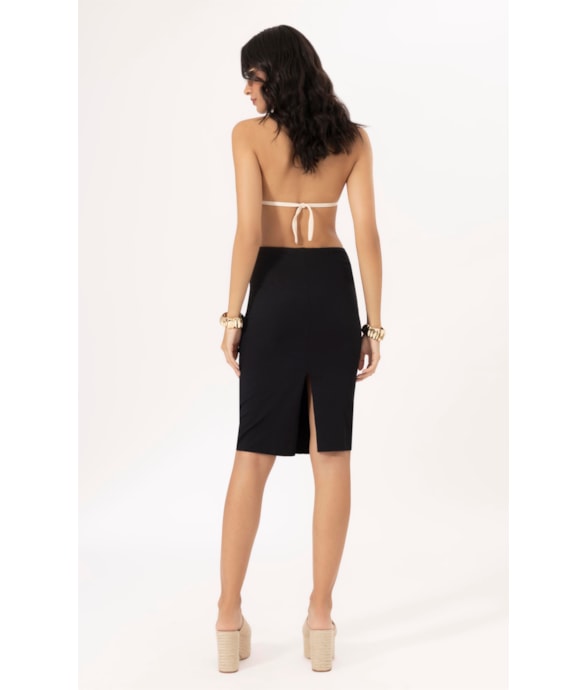 Saia Bobby Midi Fenda Preto