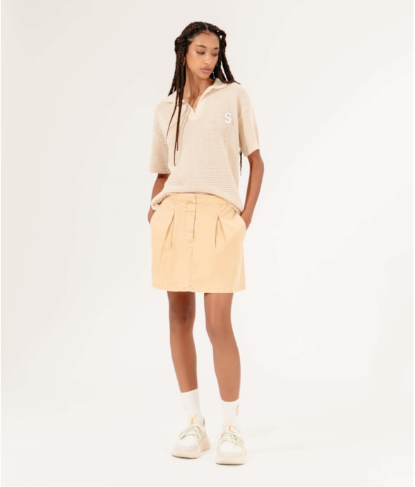 Saia Color Twill Tenis Skirt Areia