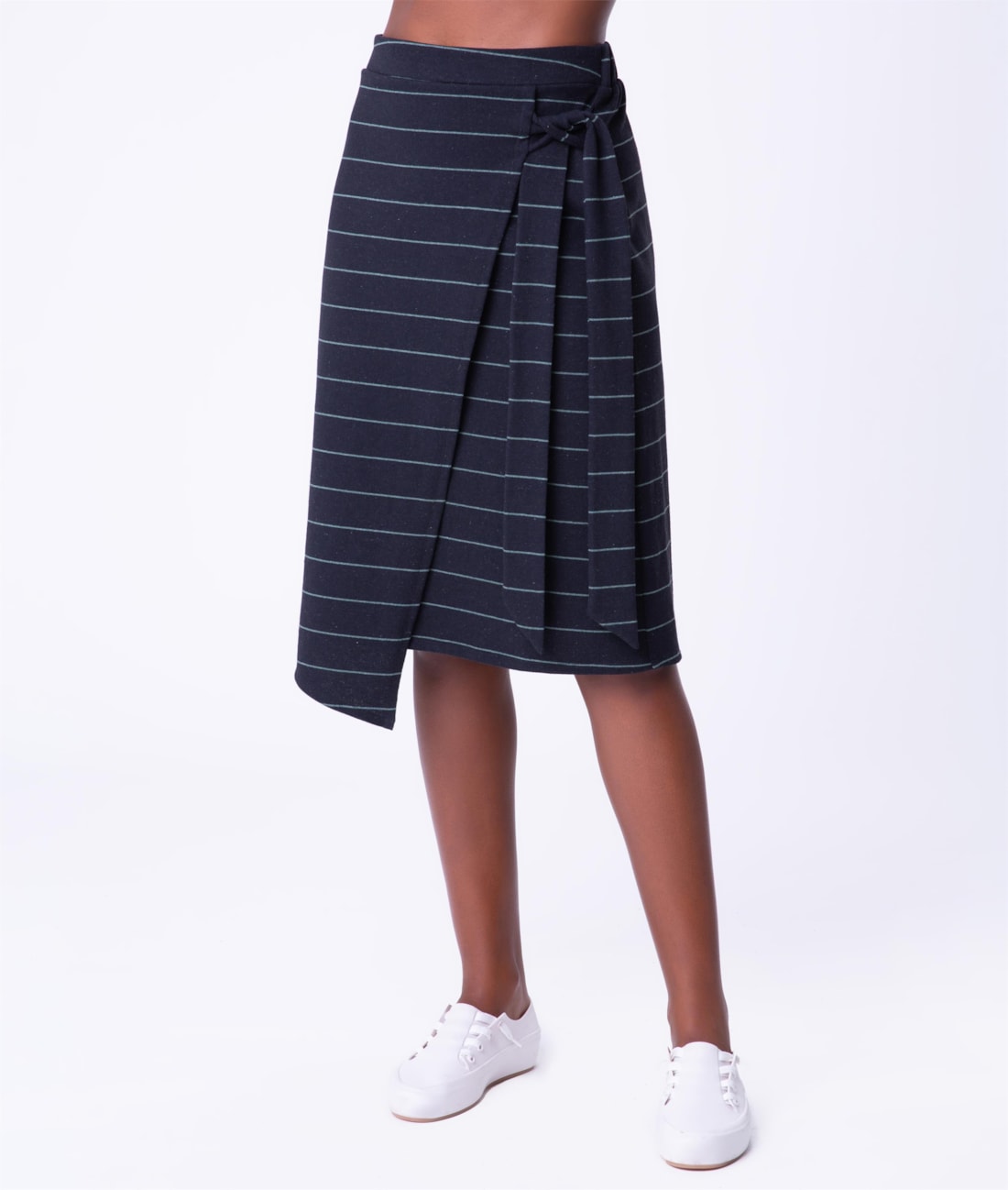 Saia Cotton Stripe Transpassada Verde Militar