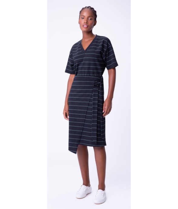 Saia Cotton Stripe Transpassada Verde Militar