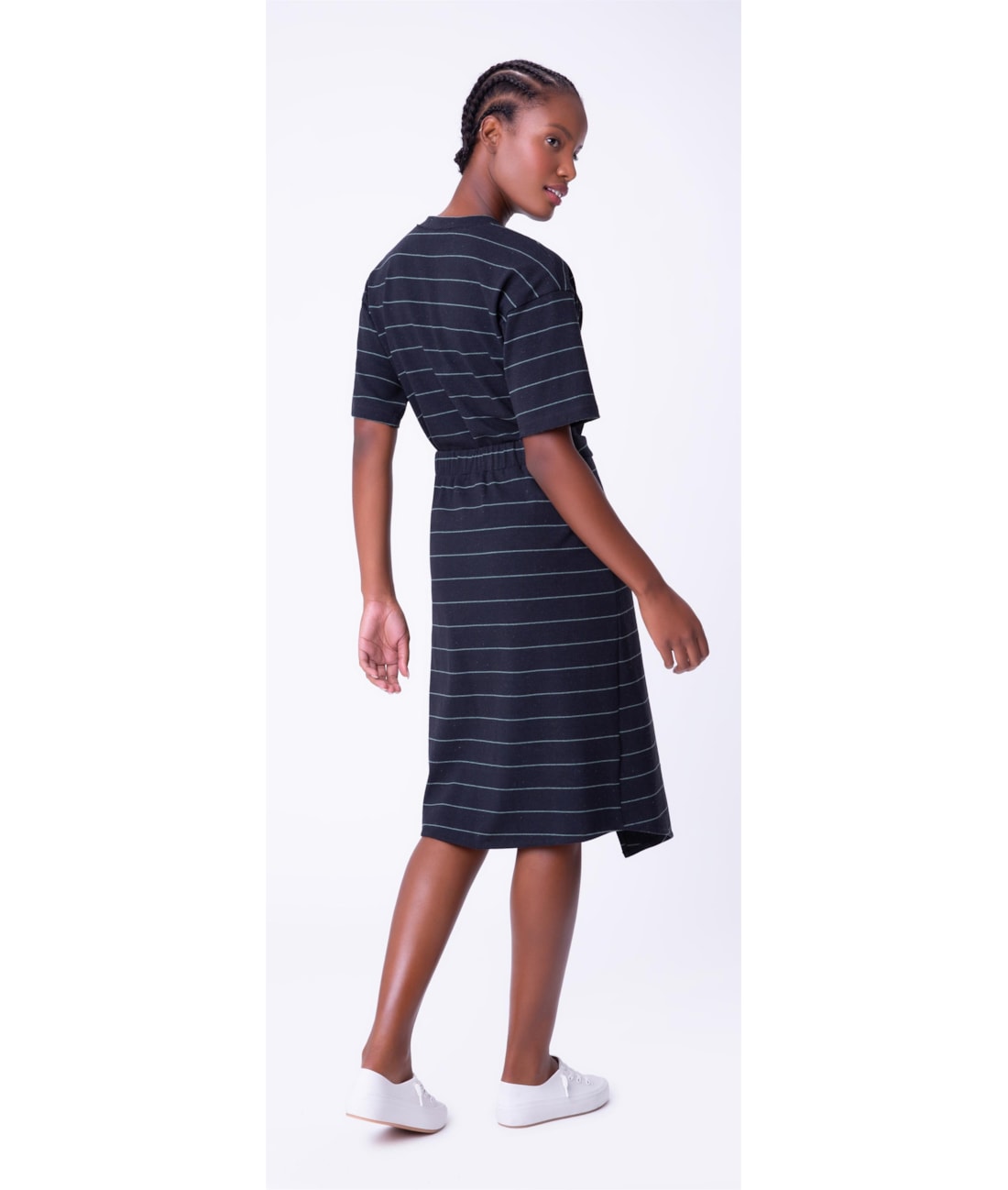 Saia Cotton Stripe Transpassada Verde Militar