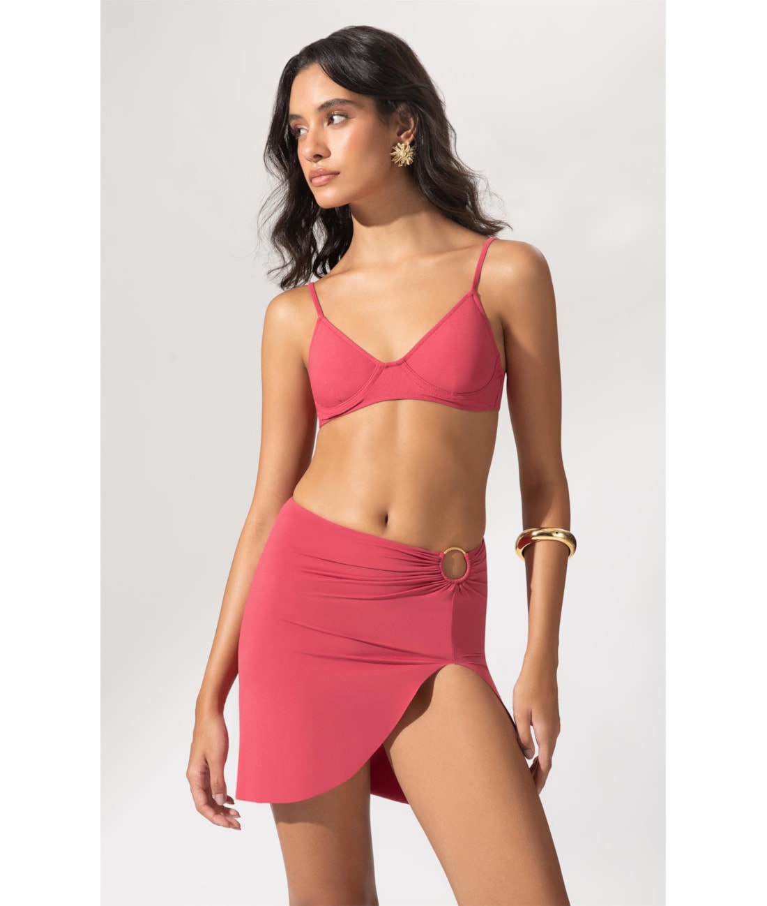 Saia Curta Argola Jersey Melancia
