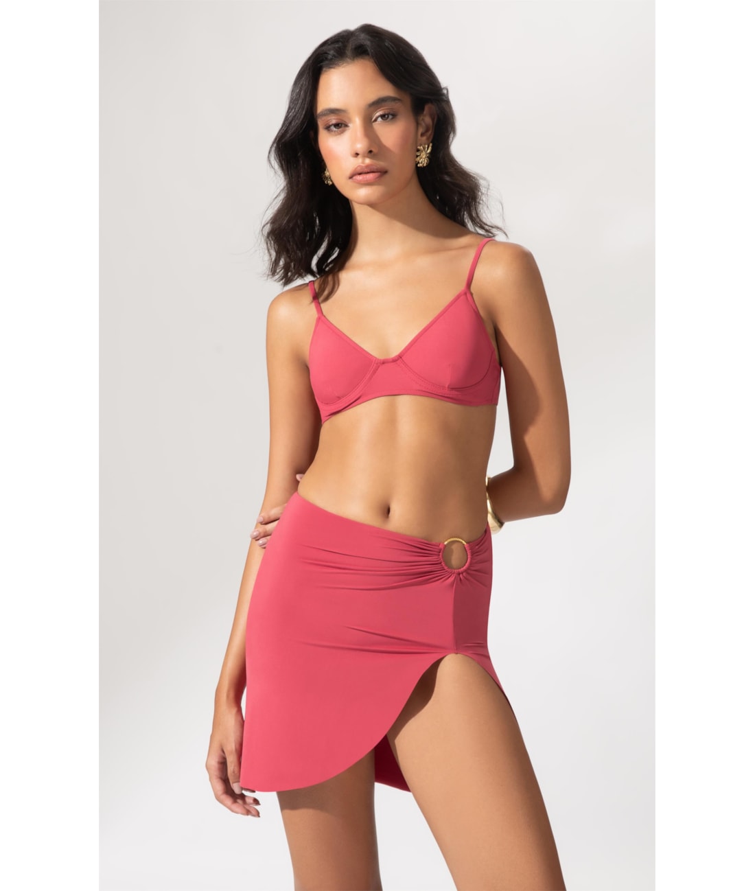 Saia Curta Argola Jersey Melancia