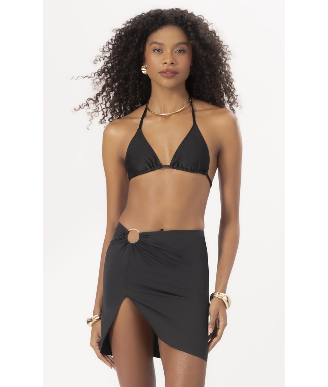 Saia Curta Argola Jersey Preto