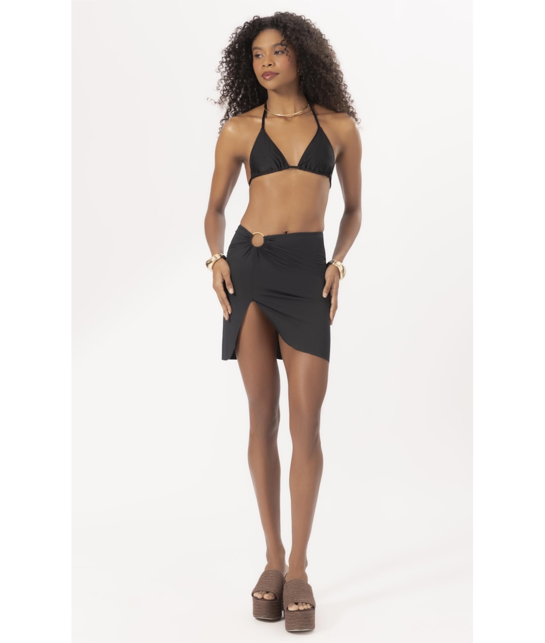 Saia Curta Argola Jersey Preto