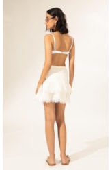 Saia Curta Linen Guipuire Branco
